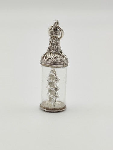 Vintage 925 Sterling Silver Ship in Bottle Charm CA4-39