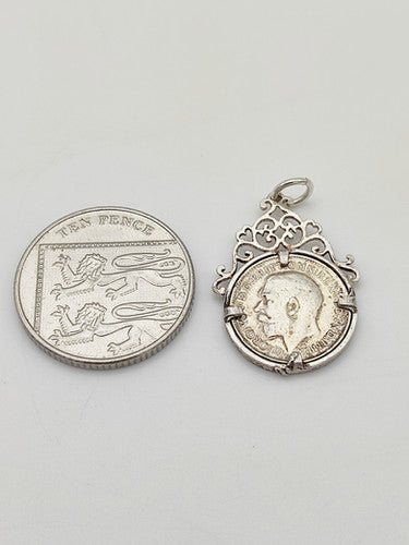 Antique 925 Sterling Silver 1911 Three Pence Coin Charm CA13-70