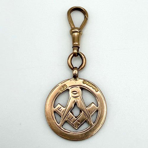 Antique 9ct Rose Gold 1918 Masonic Pendant With Dog Clip PG34