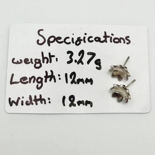Vintage 925 Sterling Silver Flower Stud Earrings PAT138