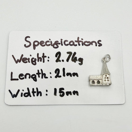 Vintage 925 Sterling Silver Church Charm CA22-36