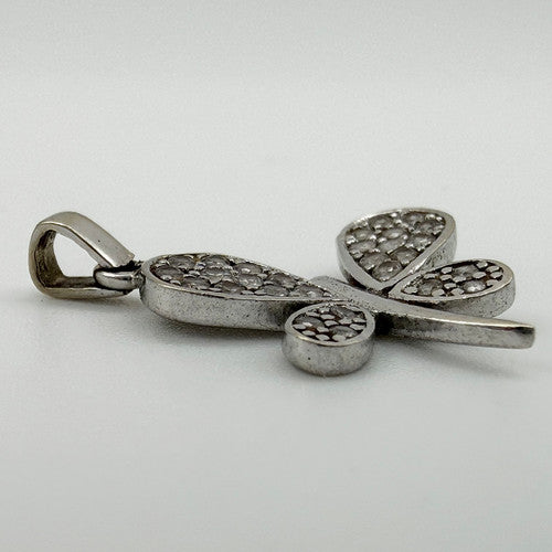 Vintage 14ct White Gold CZ Butterfly Pendant PG11