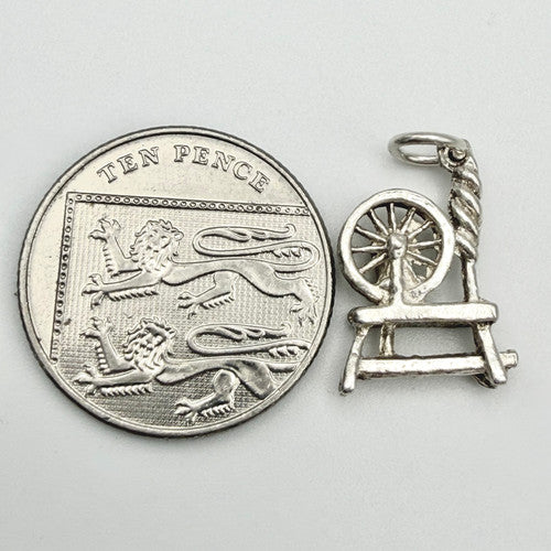 Vintage 925 Sterling Silver Spinning Wheel Charm CA22-27