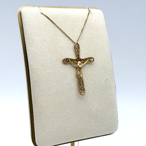 Vintage 9ct Yellow Gold Crucifix Necklace PG58