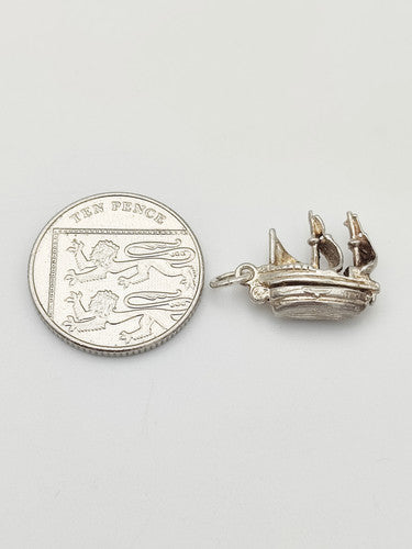Vintage 925 Sterling Silver Boat Charm CA14-10