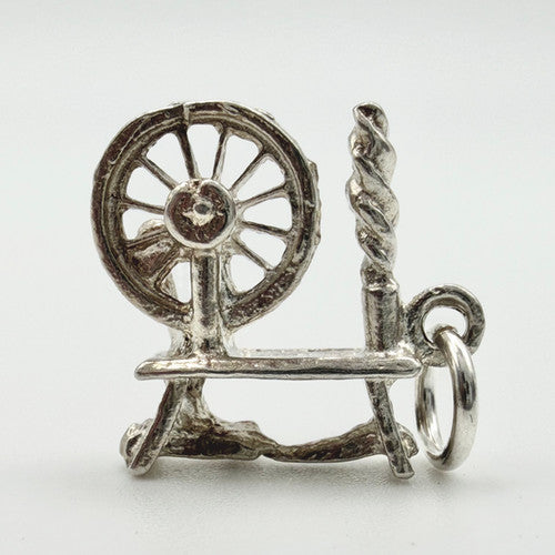 Vintage 925 Sterling Silver Spinning Wheel Charm CA24-44