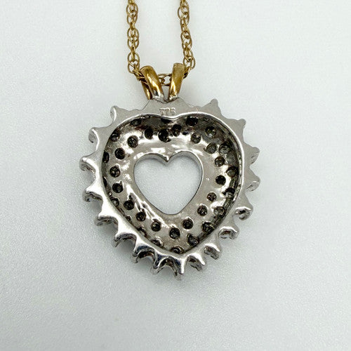 Vintage 9ct Gold & Diamond Heart Necklace PG80