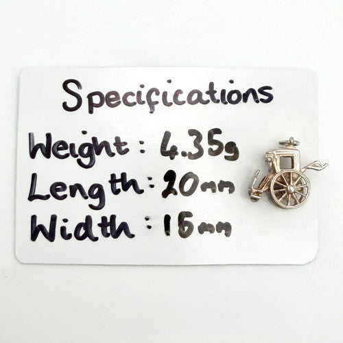 Vintage 925 Sterling Silver Horse Drawn Carriage Charm CA28-35