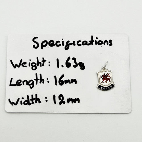Vintage 925 Sterling Silver Wales Travel Charm CA20-48