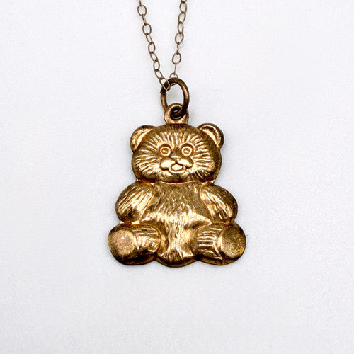 Vintage 9ct Yellow Gold Teddy Bear Necklace PG74