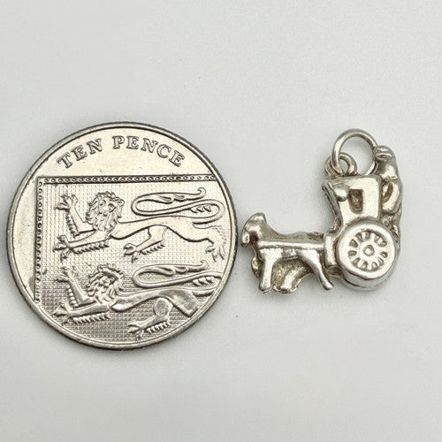 Vintage 925 Sterling Silver Horse And Carriage Charm CA22-92
