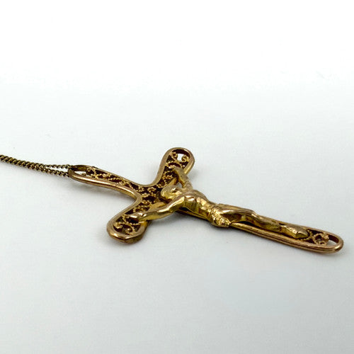 Vintage 9ct Yellow Gold Crucifix Necklace PG58