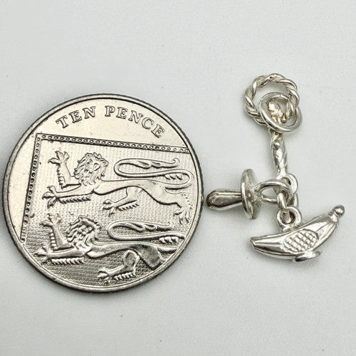 Vintage 925 Sterling Silver Baby Rattle Dummy Bottle Charm CA22-79