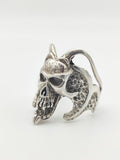 Vintage 925 Sterling Silver Demon Skull Biker Ring PAT3