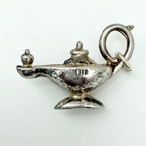 Vintage 925 Sterling Silver Aladdin Magic Lamp Charm CA28-19