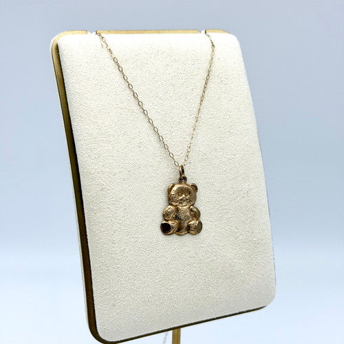 Vintage 9ct Yellow Gold Teddy Bear Necklace PG74