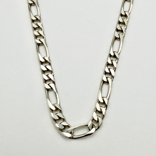Vintage 925 Sterling Silver Figaro Link Chain Necklace PAT123