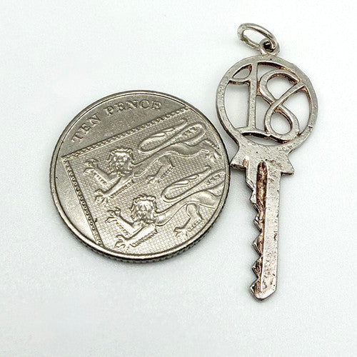 Vintage 925 Sterling Silver 18 Key Charm CA26-30