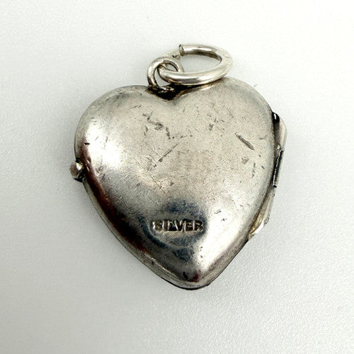 Vintage 925 Sterling Silver Heart Locket Charm CA28-47