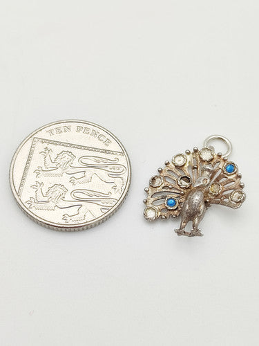 Vintage 925 Sterling Silver Peacock Charm CA14-39