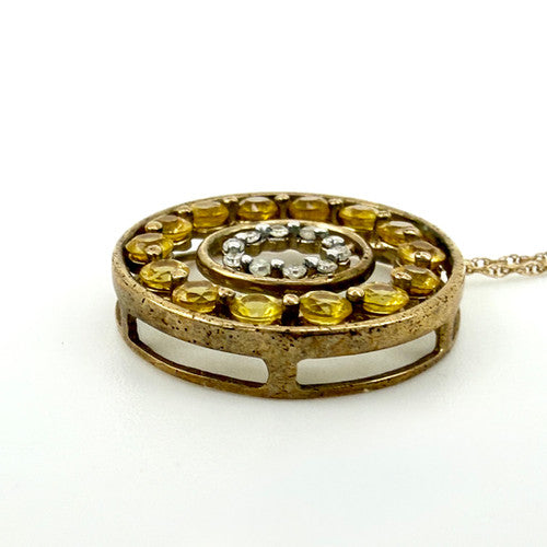 Vintage 9ct Yellow Gold Diamond Sapphire Slider Necklace PG60