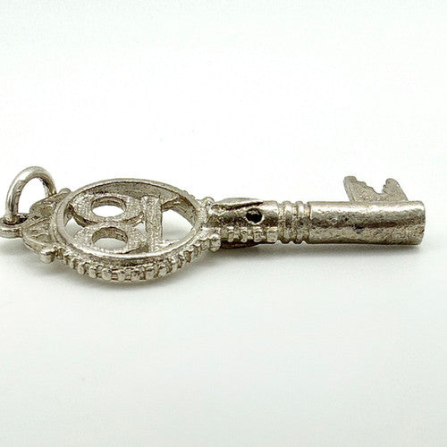 Vintage 925 Sterling Silver 18th Birthday Key Charm CA26-37