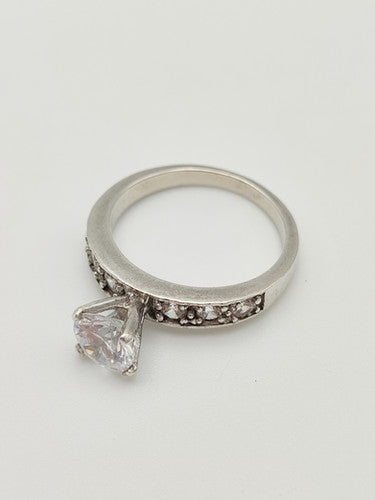 Vintage 925 Sterling Silver CZ Solitaire Ring PAT12