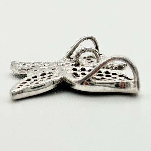 Vintage 925 Sterling Silver Black Stone Butterfly Pendant Charm PAT111