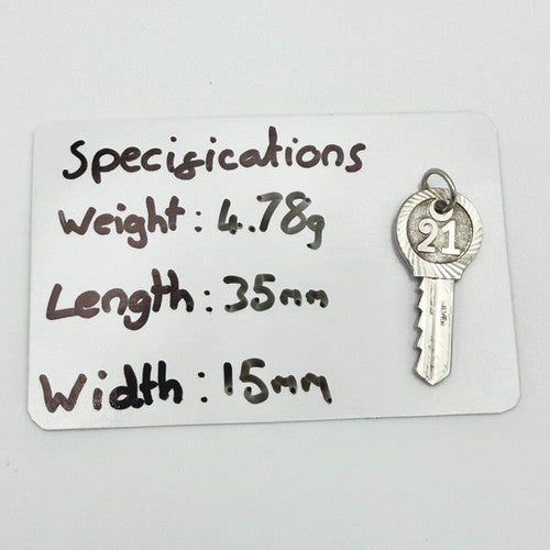 Vintage 925 Sterling Silver 21 Key Charm CA24-72