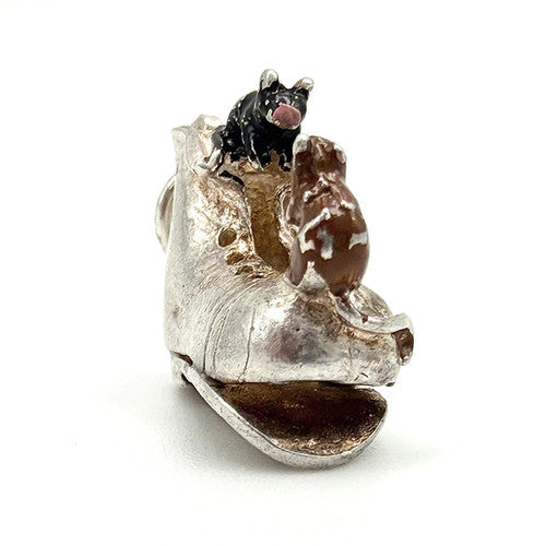 Vintage 925 Sterling Silver Mice in Boot Charm CA26-40