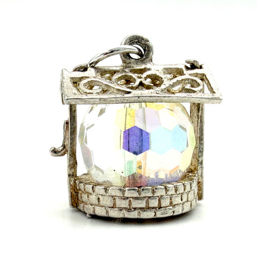 Vintage 925 Sterling Silver Crystal Wishing Well Charm CA27-63