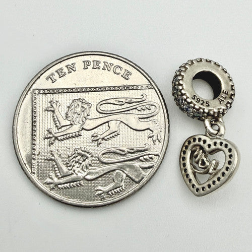 Vintage 925 Sterling Silver Mom Heart Charm CA22-26