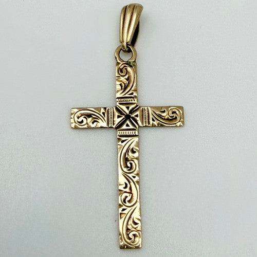 Vintage 9ct Yellow Gold Cross Pendant PG7