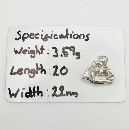 Vintage 925 Sterling Silver Pirate Ship Charm CA24-57