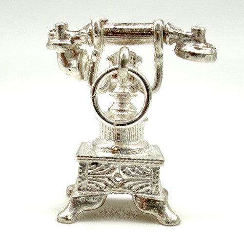 Vintage 925 Sterling Silver Telephone Charm CA27-41