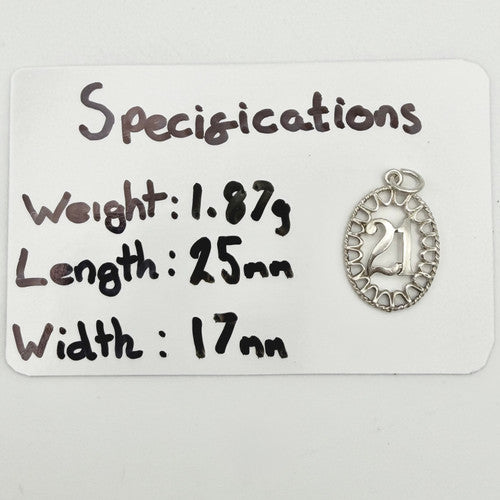 Vintage 925 Sterling Silver 21 Charm CA22-100