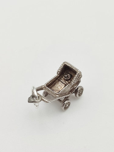 Vintage 925 Sterling Silver Pram Charm CA15-16