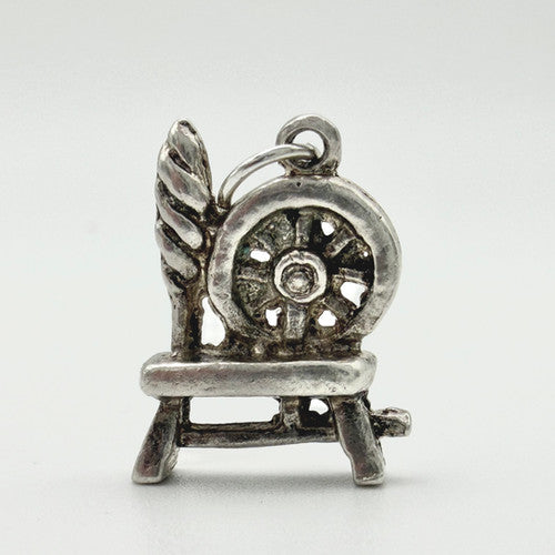 Vintage 925 Sterling Silver Spinning Wheel Charm CA21-48