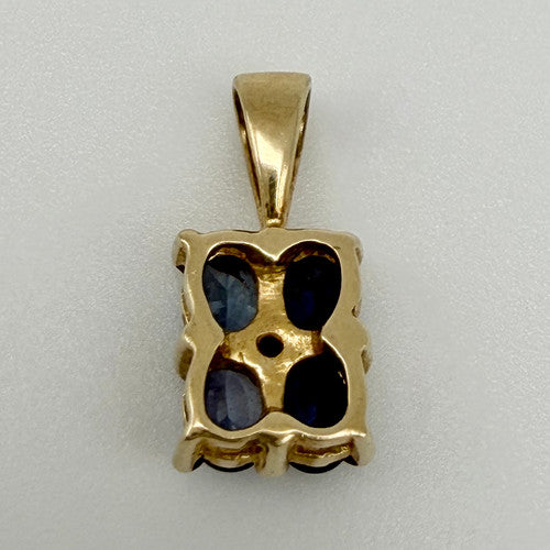 Vintage 9ct Yellow Gold Sapphire Diamond Pendant PG18