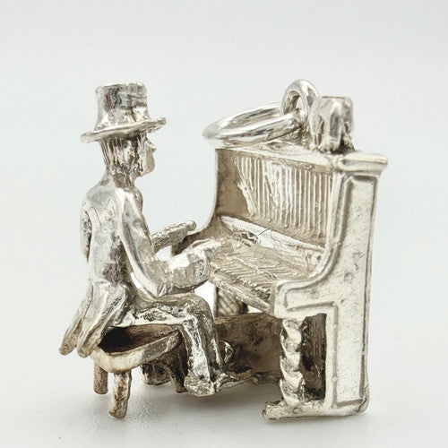 Vintage 925 Sterling Silver Articulated Pianist Charm CA24-43