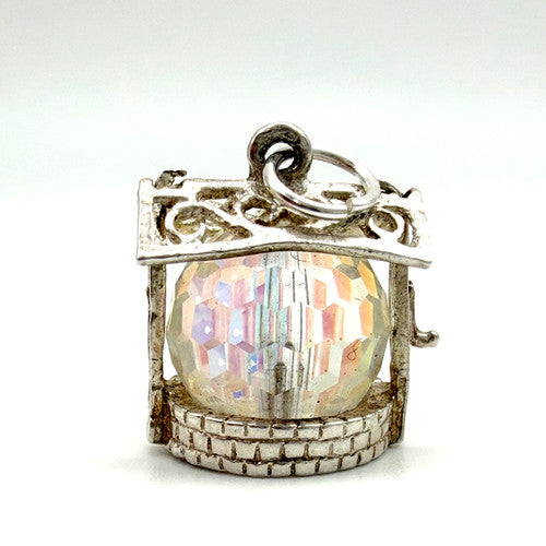 Vintage 925 Sterling Silver Crystal Wishing Well Charm CA27-63