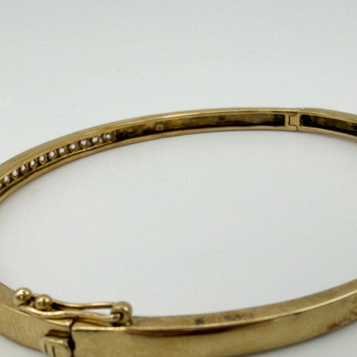 Vintage 9ct Yellow Gold CZ Bangle PG2
