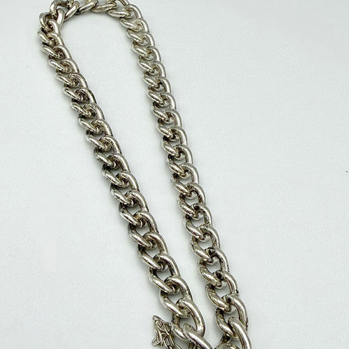 Vintage 925 Sterling Silver Heart Padlock Curb Bracelet Bracelets-64