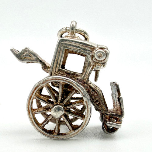 Vintage 925 Sterling Silver Horse Drawn Carriage Charm CA28-35