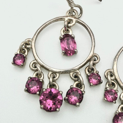 Vintage 925 Sterling Silver CZ Dangle Drop Earrings PAT140