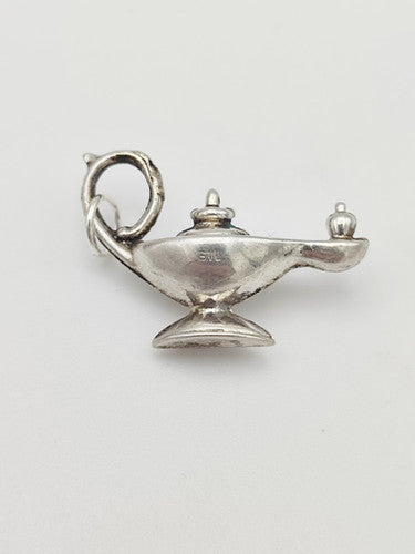 Vintage 925 Sterling Silver Aladdin's Lamp Charm CA17-36
