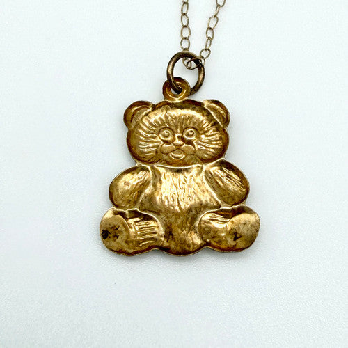 Vintage 9ct Yellow Gold Teddy Bear Necklace PG74