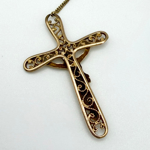 Vintage 9ct Yellow Gold Crucifix Necklace PG58