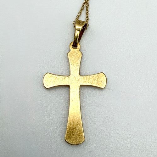 Vintage 9ct Yellow & White Gold Holy Cross Necklace PG56