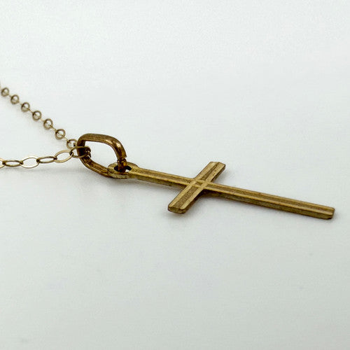 Vintage 9ct Yellow Gold Cross Necklace PG71